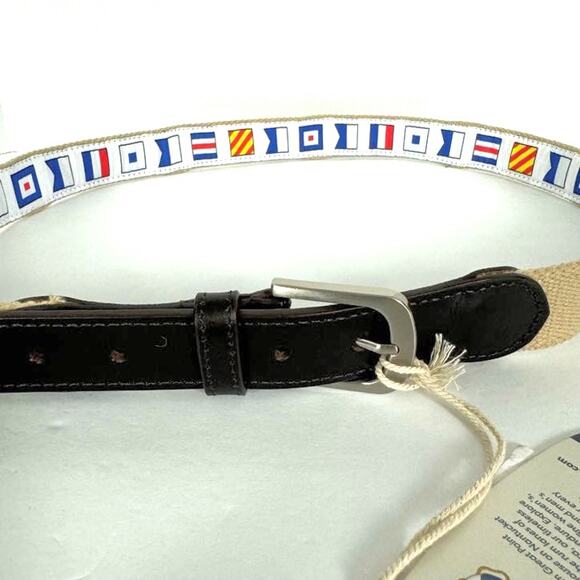 NWT- Castaway Nantucket Men's Bowsprit Belt Embroidered Bushwood Tan SZ 42 - Picture 8 of 8